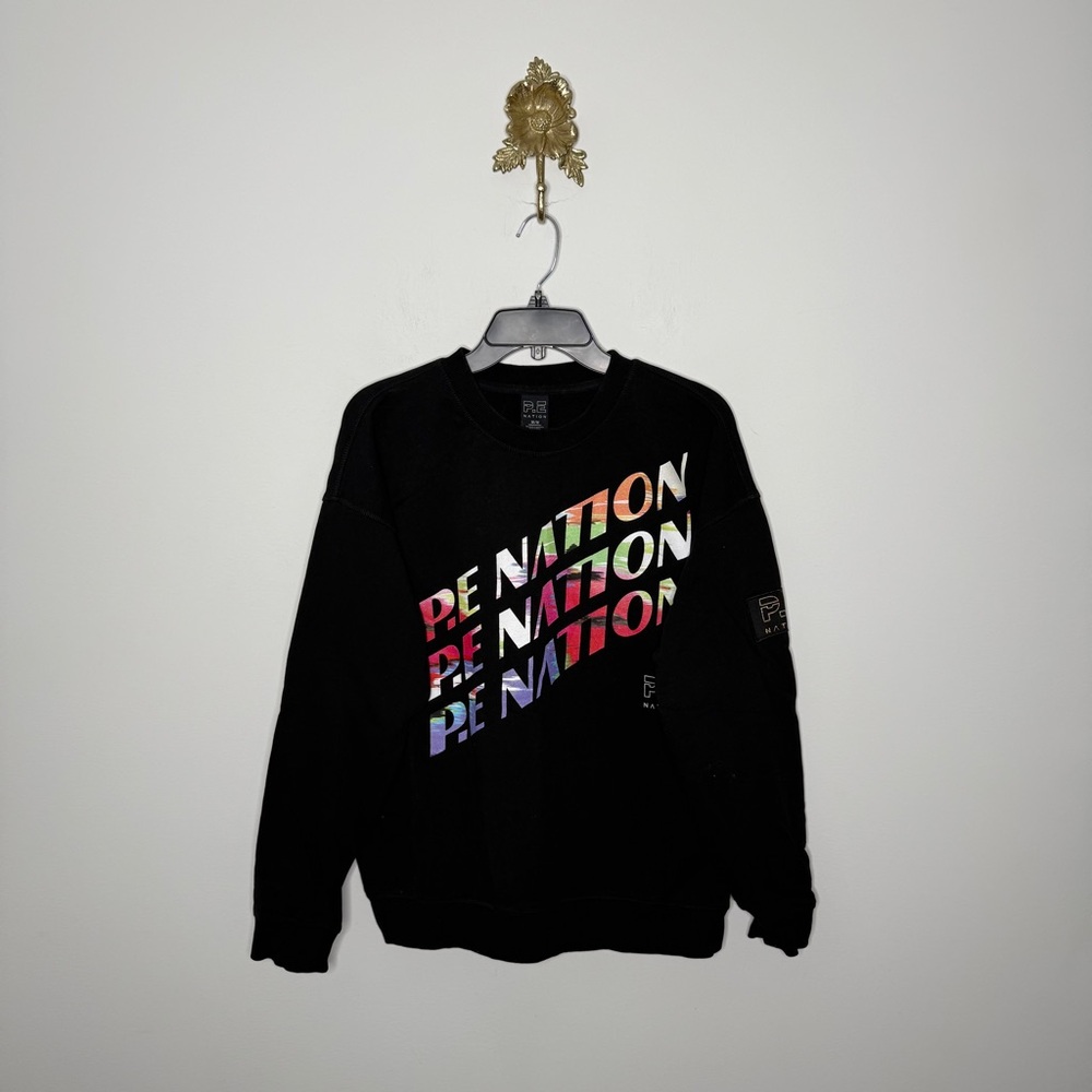 P.E Nation Check Mark Printed Cotton Sweatshirt M